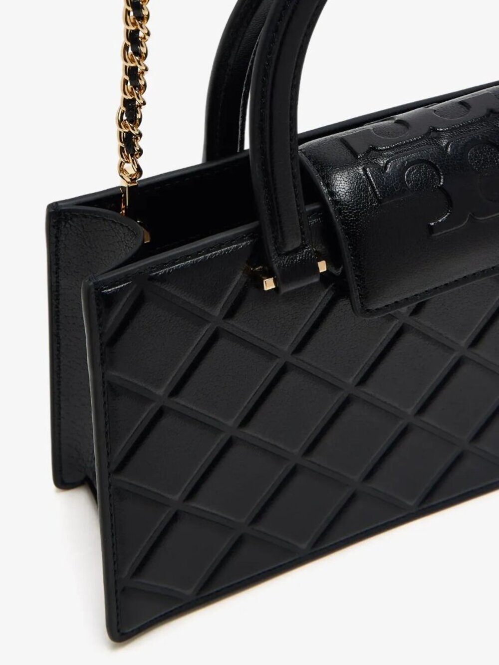 Tory Burch Fleming East West Leather Satchel Bag - Black - Picture 3 of 9